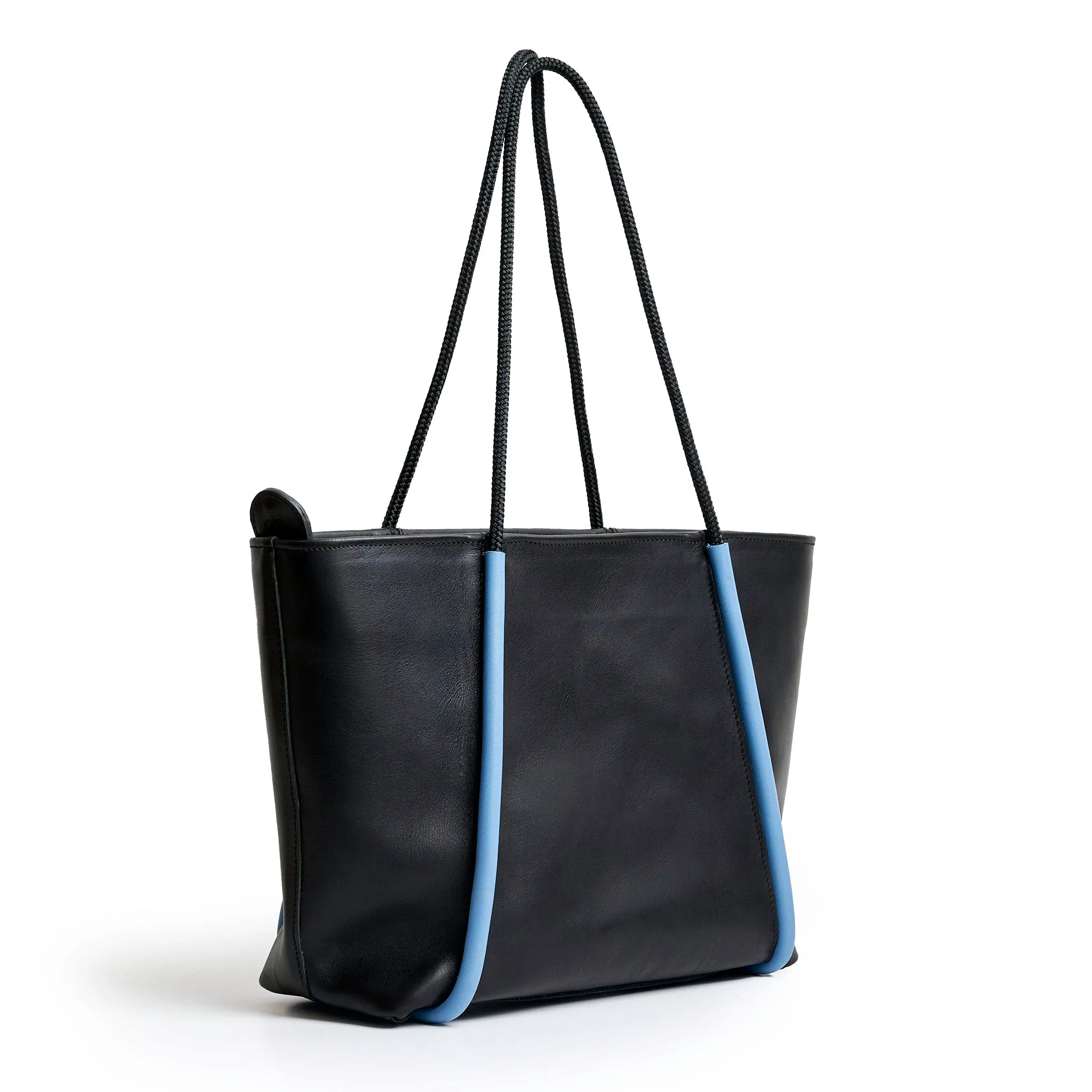 Project Dyad || Bag - Black/Sky Blue Inner small pocket Zipper Tote Bag