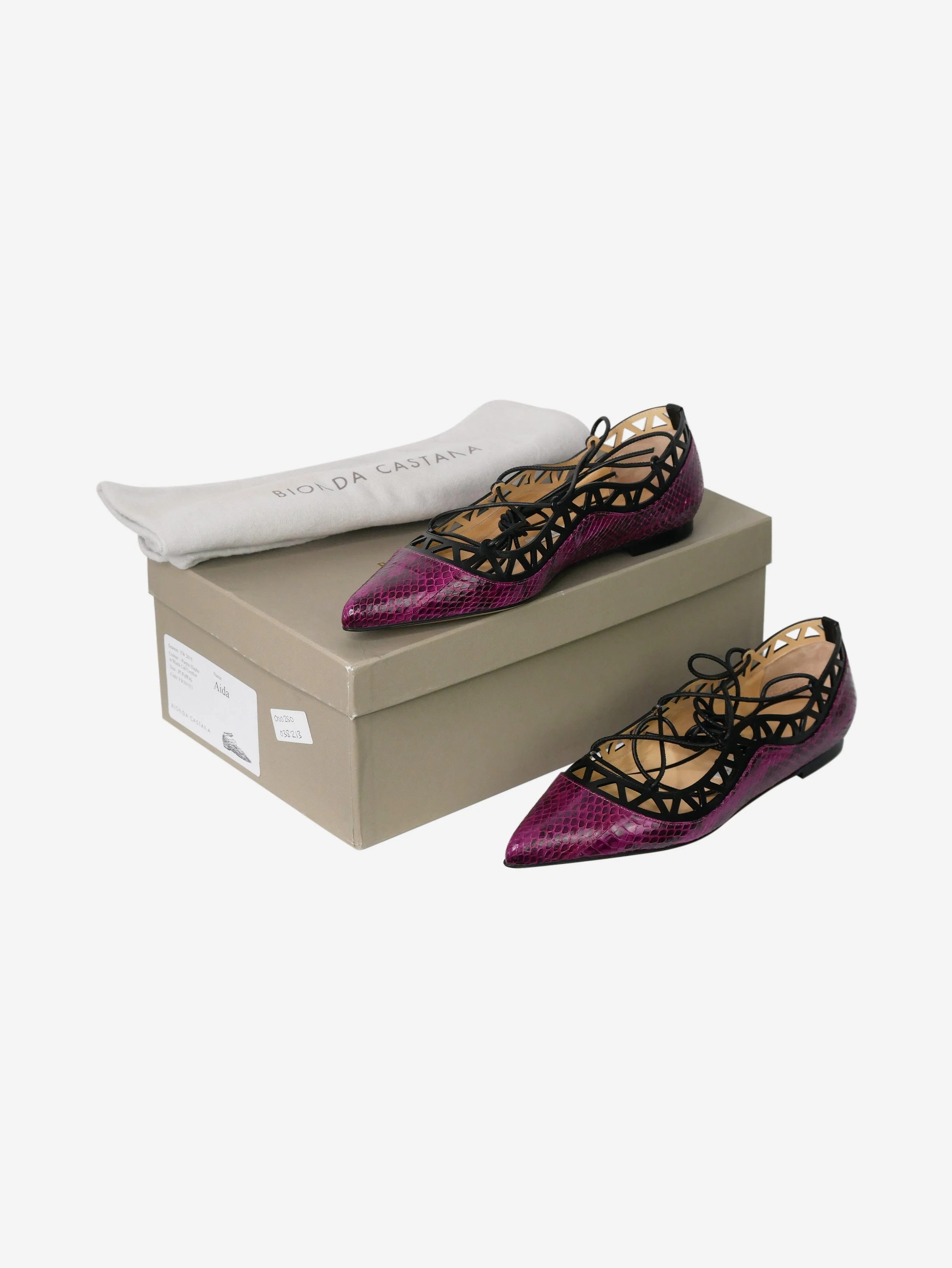 Purple snakeskin flats - size EU 37