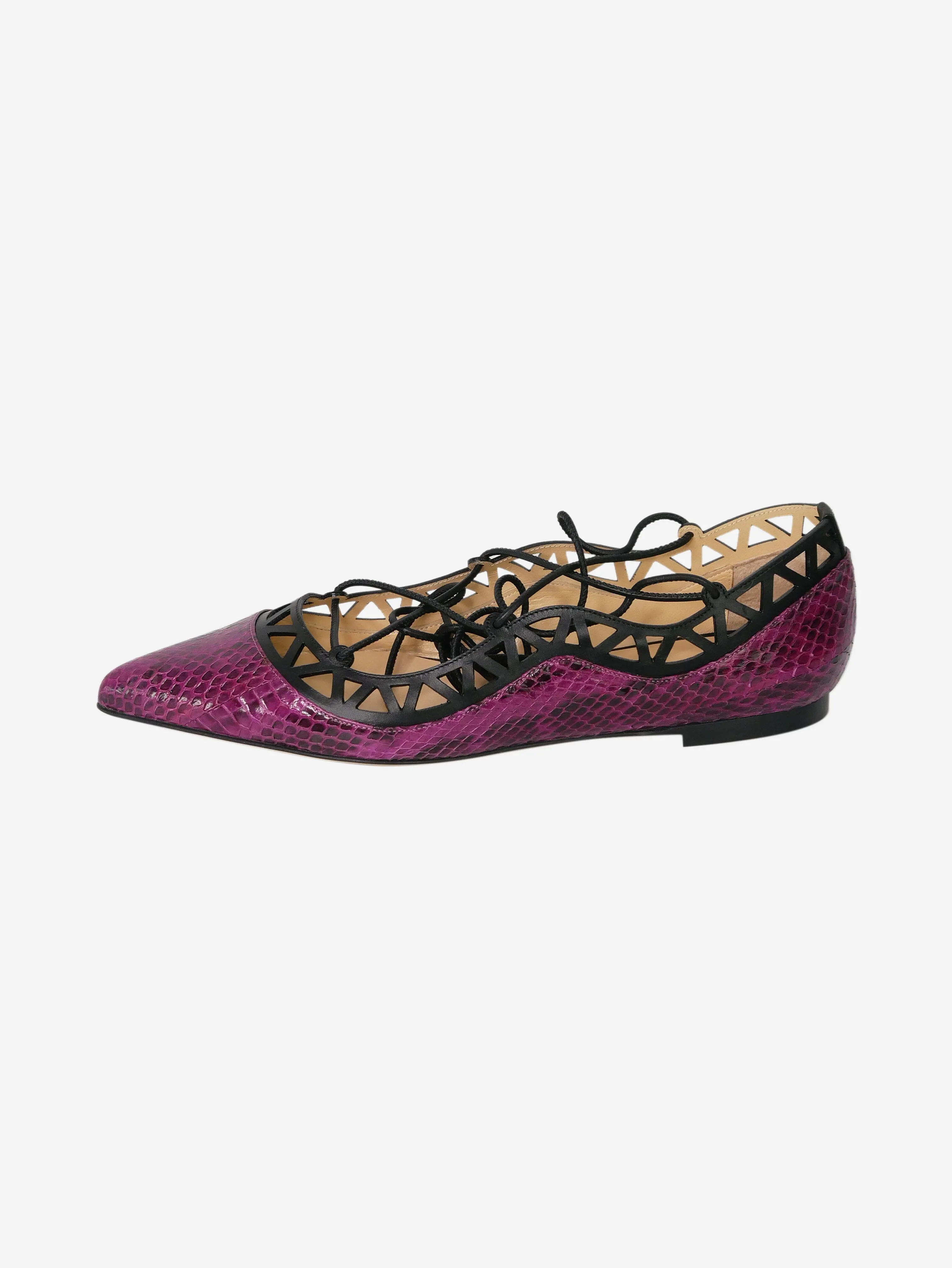 Purple snakeskin flats - size EU 37