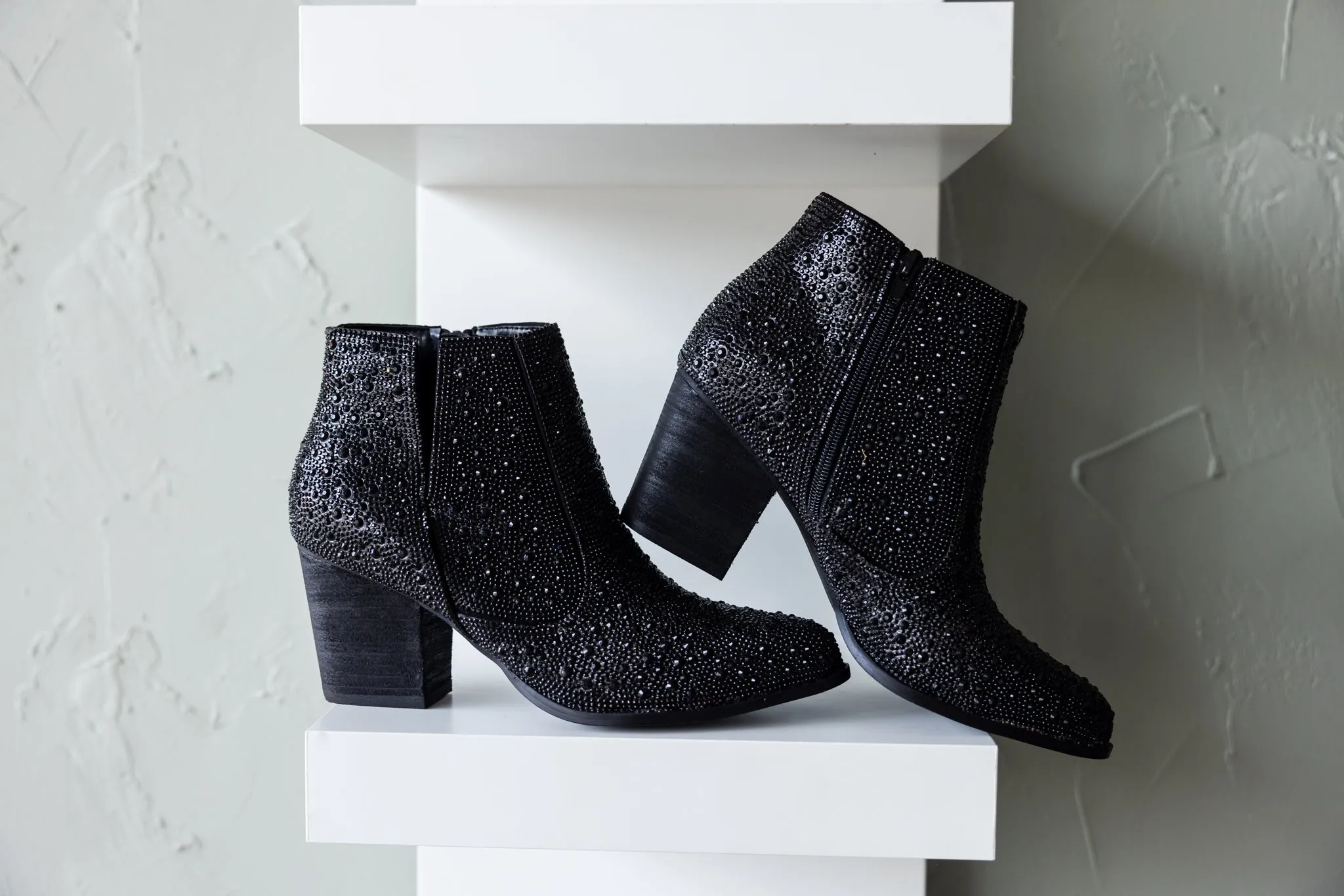 Shine Star Rhinestone Bootie in Black