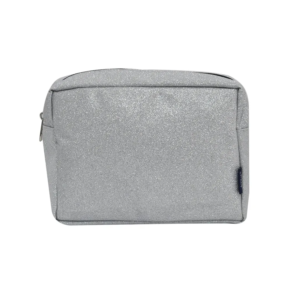 Silver Glitter NGIL Large Cosmetic Travel Pouch