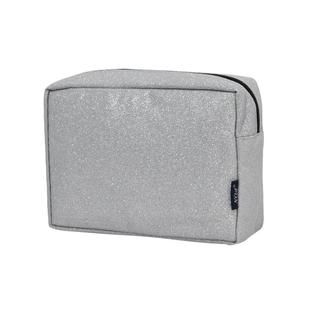 Silver Glitter NGIL Large Cosmetic Travel Pouch