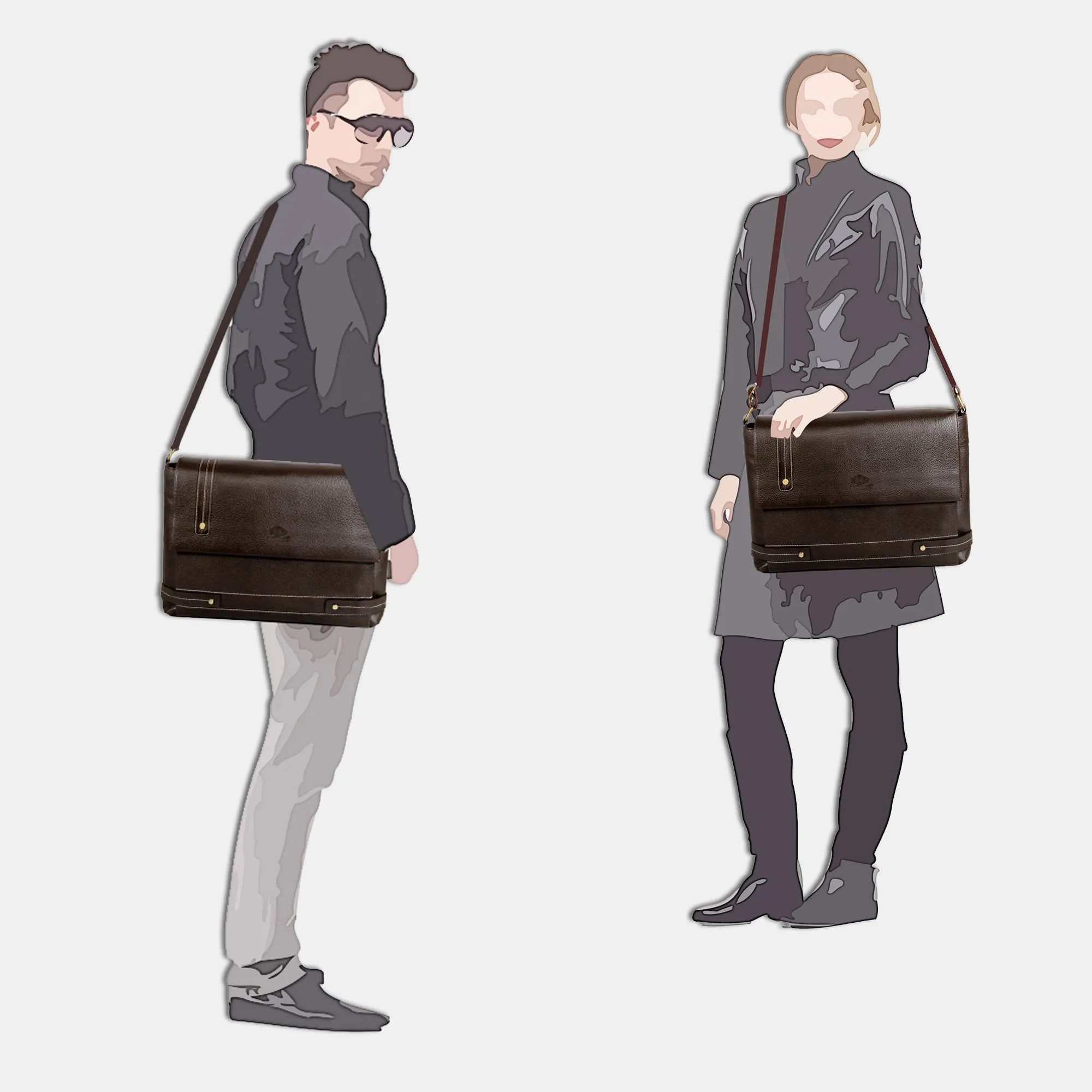 THE CLOWNFISH 13 & 14 inch Leather Briefcase | Messenger Bag | Laptop Bag | Briefcase | (Black)