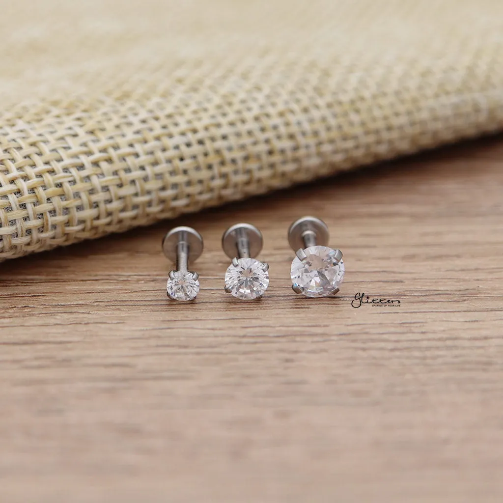 Three Piece C.Z Top Flat Back Studs Bundle