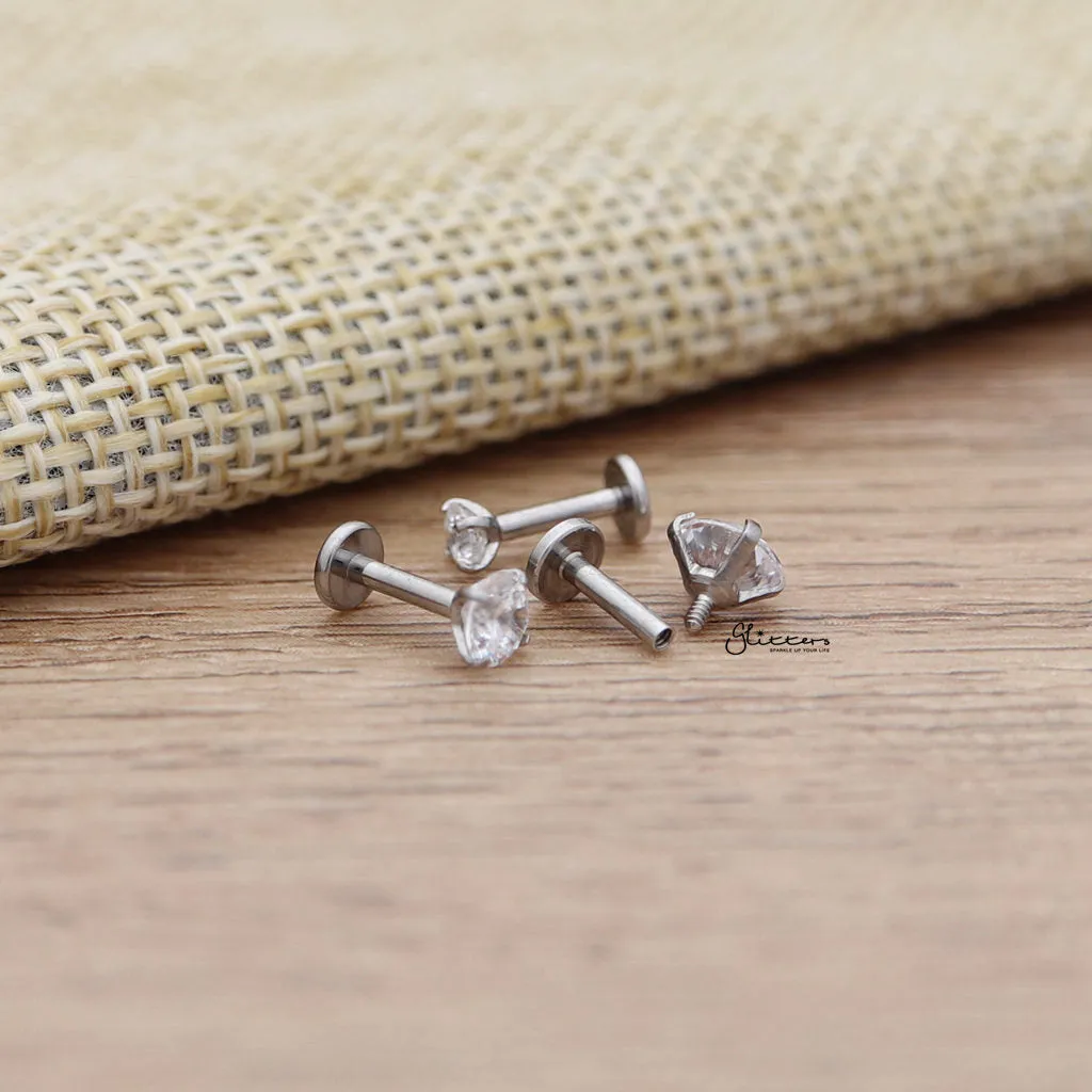 Three Piece C.Z Top Flat Back Studs Bundle