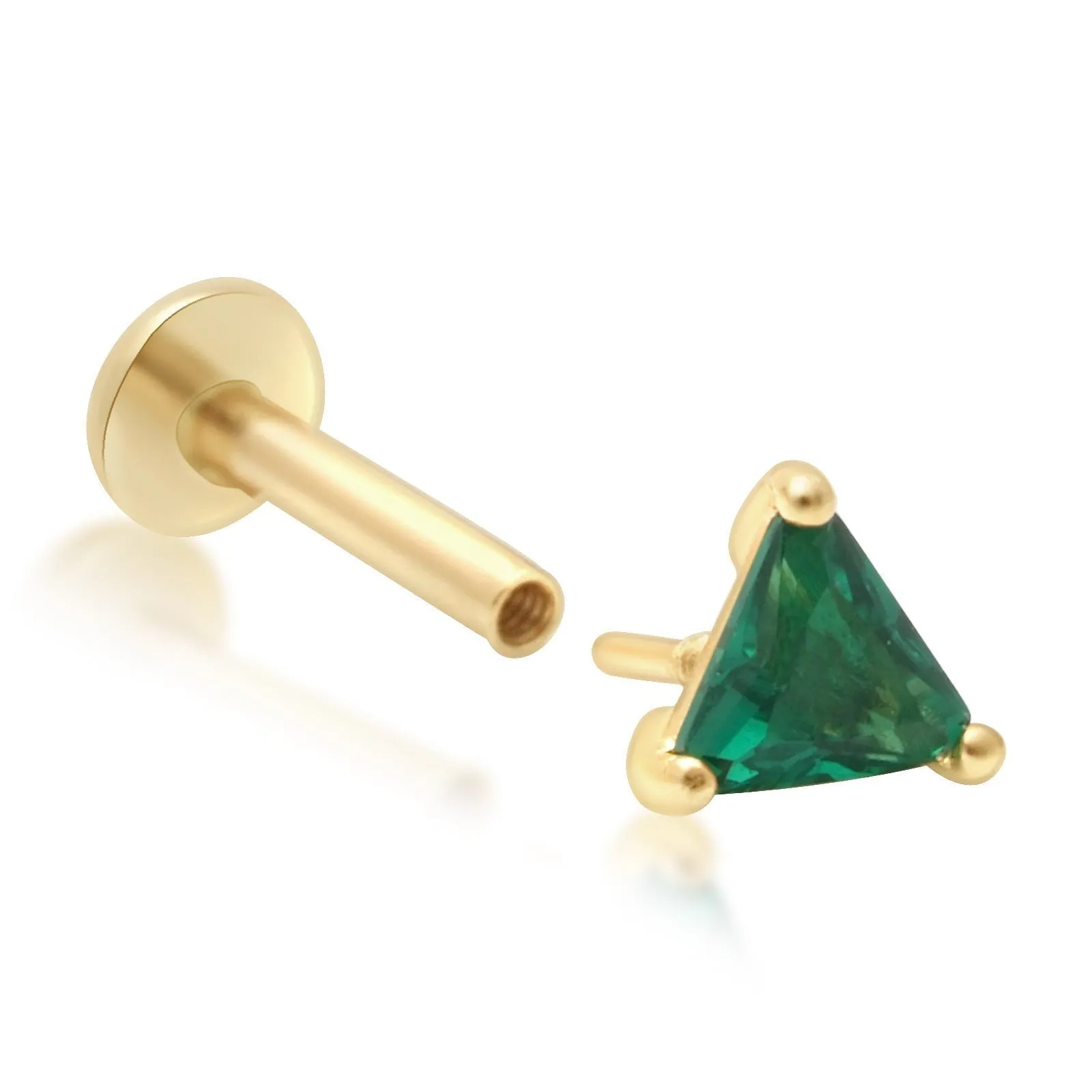 Triangle Cut Emerald Flat Back Stud