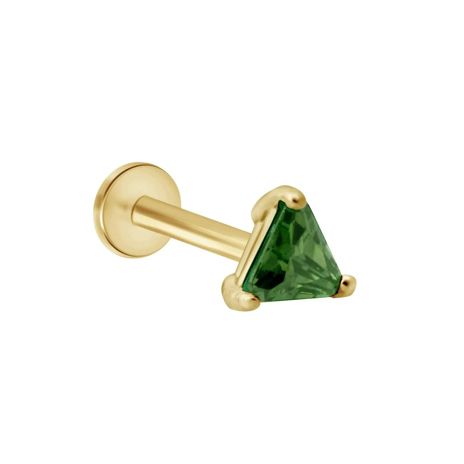 Triangle Cut Emerald Flat Back Stud